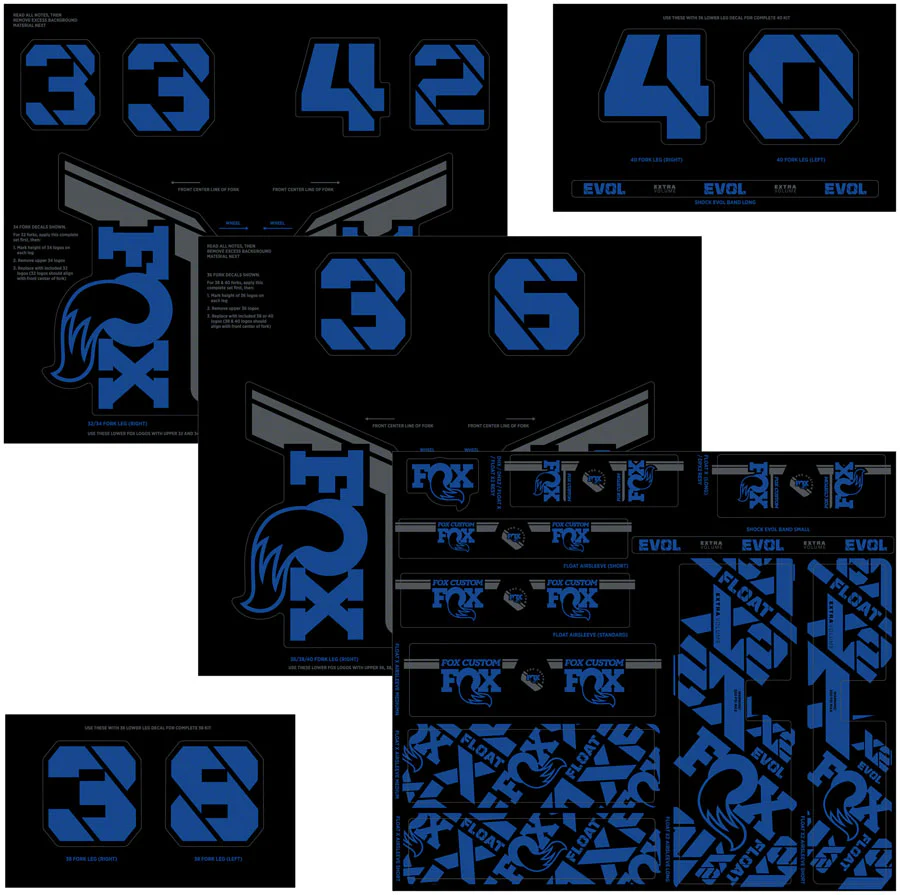 FOX Fork and Shock Decal Kit - Blue - Image 2