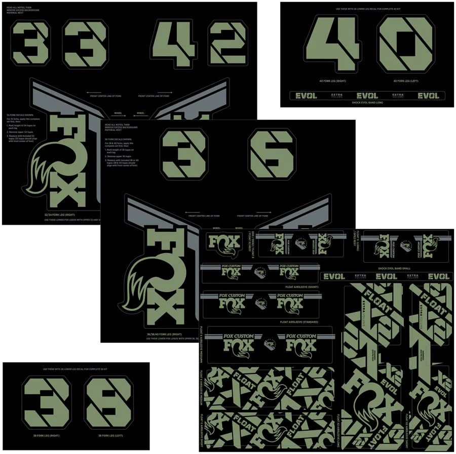 FOX Fork and Shock Decal Kit - Pistachio - Image 2