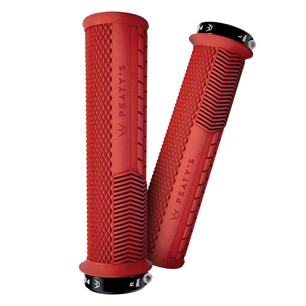 Peaty's Race Control Knurl Thin Lock-On Grips Pair Red