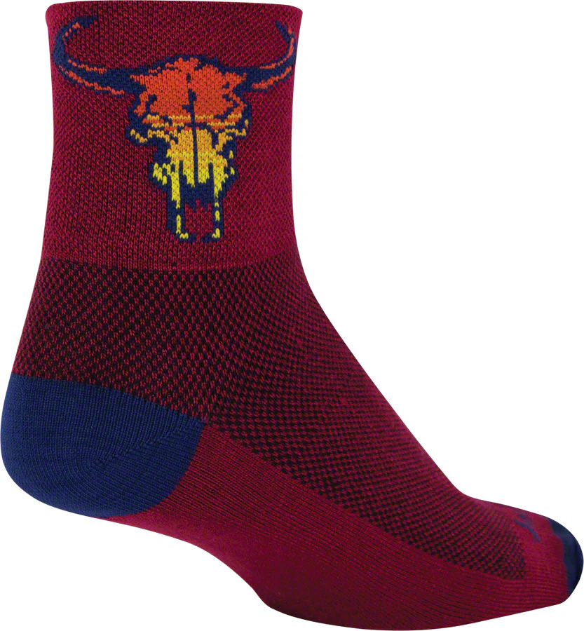 SockGuy Classic Desert Skull Socks - 3" Red Small/Medium