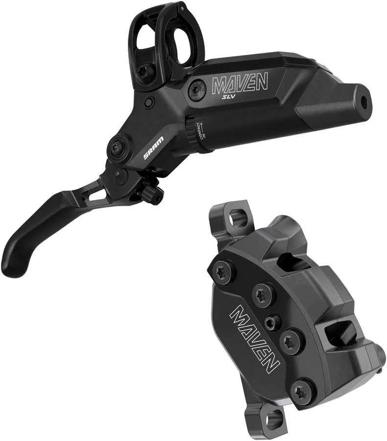 SRAM Maven Silver Disc Brake Lever - Front Rear Post Mount 2000mm Hose 4-Piston Aluminum Lever SS Hardware BLK B1