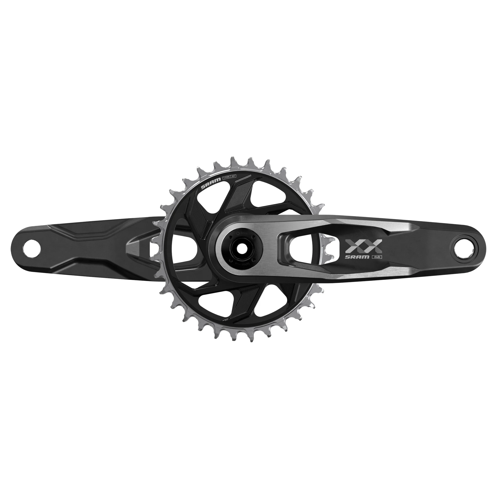 SRAM XX Downhill T-Type Crankset - 155mm 7-Speed 34t 3mm Offset Chainring Direct Mount 55mm Chainline DUB Wide Spindle BLK