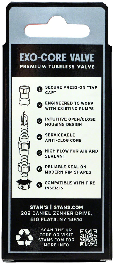 Stan's Tubeless Exo-Core Valve Stems - Alloy Medium Black Pair - Image 4