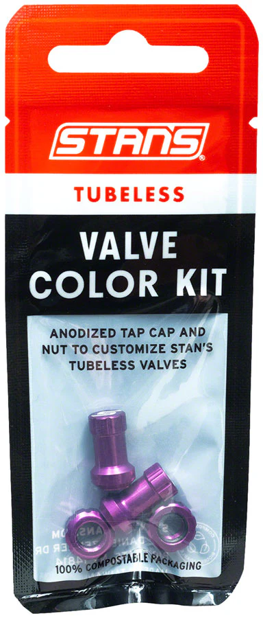 Stan's Tubeless Valve Stem Cap Color Kit - Purple Pair - Image 3