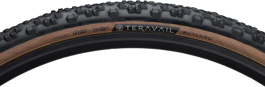 Teravail Rutland Tire - 700 x 42 Tubeless Folding Tan Light Supple Fast Compound - Image 2