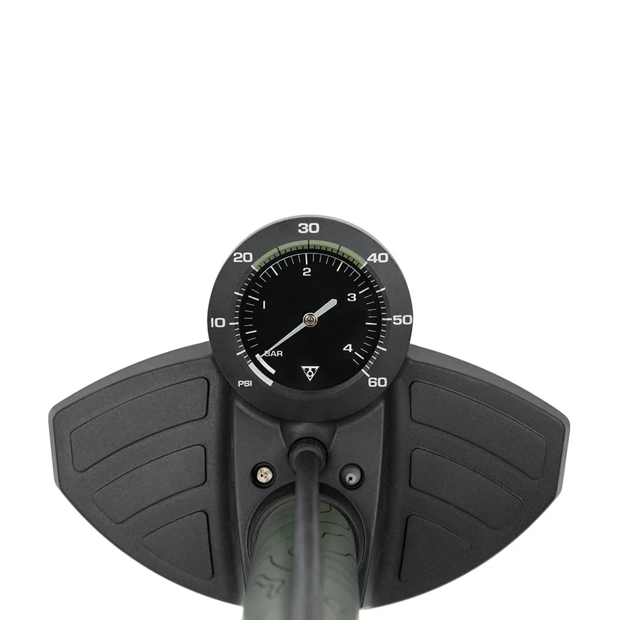 Topeak Joeblow Mountain II Floor Pump - Steel Barrel / Plastic Base 3.5" Gauge 60 Psi /4 Bar Twinhead