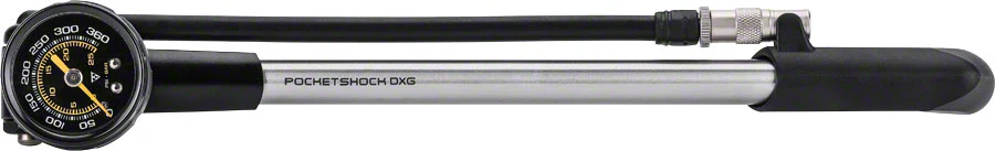 Topeak Pocket Shock DXG XL Shock Pump Analog SV 360psi 12` Aluminum Silver