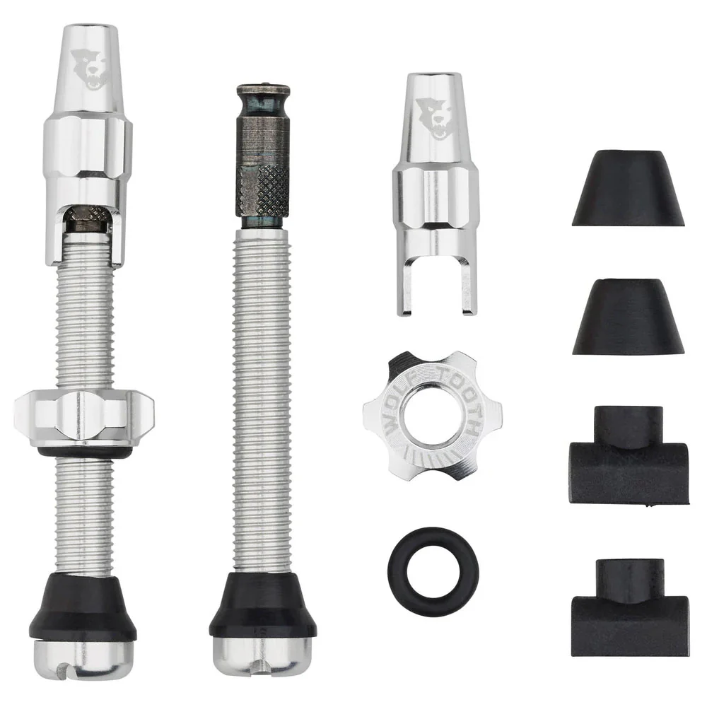 Wolf Tooth Components Tubeless Valve Stem Kit Clik Valve 44mm Raw Silver